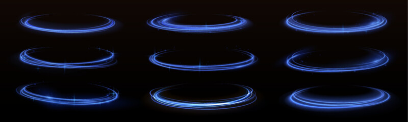 Blue glowing shiny lines effect vector background. Luminous white lines of speed. Light glowing effect. Light trail wave, fire path trace line and incandescence curve twirl.	