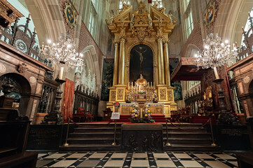 Fototapeta na wymiar Fragment of Wawel Cathedral interior in Krakow Poland