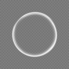White circle glowing light explodes on a transparent background. Sparkling magical dust particles. Bright Star. Transparent shining sun, bright flash. Vector sparkles. To center a bright flash. 