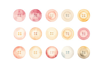 Set of watercolor sewing buttons. Vector illustration design.