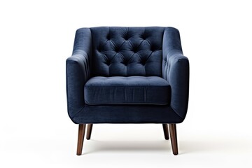 Modern navy blue armchair on white background