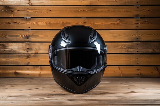 Motorcycle helmet on table