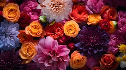 Beautiful colorful flowers as background, closeup. Floral pattern