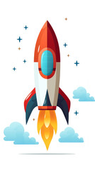 Fototapeta premium cartoon rocket in space