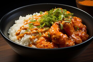 Shrimp bowl with explosive sauce