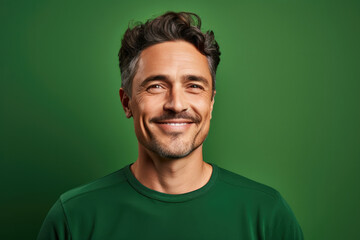Obraz premium Happy man portrait smile cheerful isolated caucasian person guy background adult male face beard