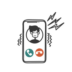 hand drawn doodle incoming call phone icon