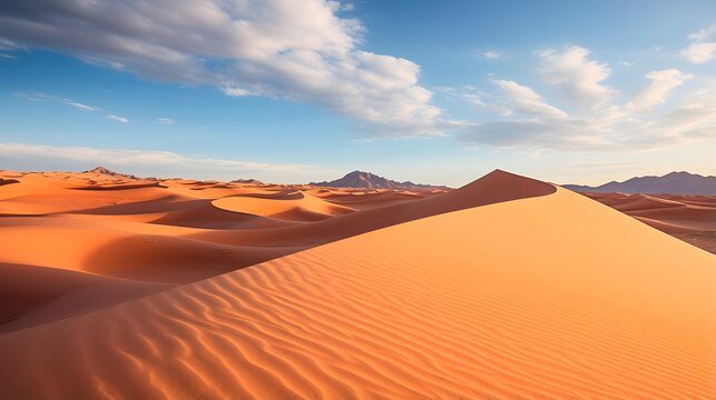Panoramic view of the Sahara desert in Merzouga, Morocco