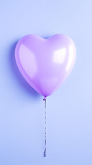 lilac valentine's day heart shaped balloon on plain background with copy space for text