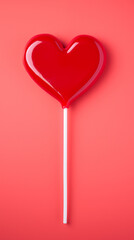 heart shaped lollipop for valentine's day on plain background