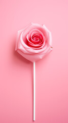 valentine's day pink rose shaped lollipop on a stick
