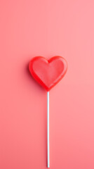 heart shaped lollipop for valentine's day on plain background