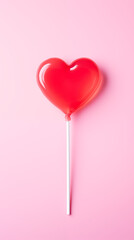 heart shaped lollipop for valentine's day on plain background