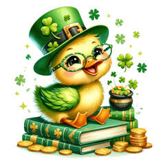 Cute Duck St Patrick's Day Clipart Illustration