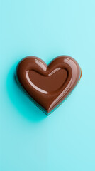 valentine's day heart shaped chocolate on plain blue background