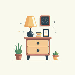 Vector nightstand with flat design style