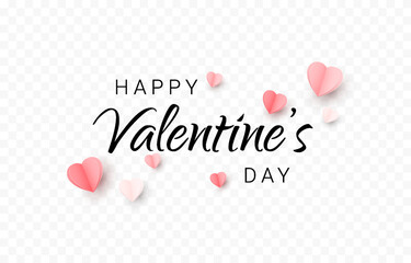 Postcard for Valentine's Day. Romantic card with calligraphic inscription. Paper hearts. Romantic poster png. Posters, wallpapers.