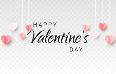 Postcard for Valentine's Day. Romantic card with calligraphic inscription. Paper hearts. Romantic poster png. Posters, wallpapers.