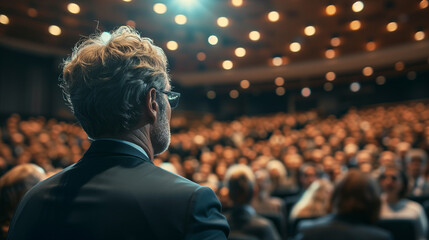 Fototapeta premium Speaker Facing an Attentive Audience