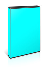 DVD box blank template cyan for presentation layouts and design. 3D rendering.