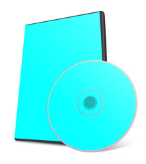 DVD box blank template cyan for presentation layouts and design. 3D rendering.