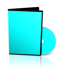 DVD box blank template cyan for presentation layouts and design. 3D rendering.