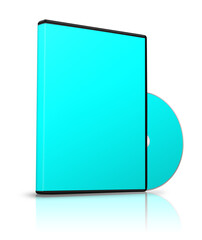 DVD box blank template cyan for presentation layouts and design. 3D rendering.