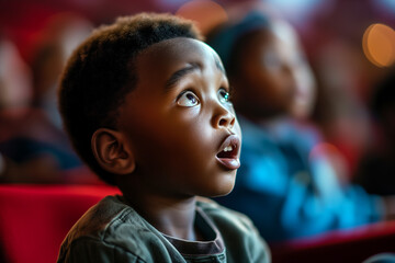 Young Boy in Awe at the Movies