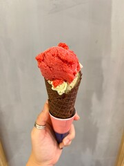 Christmas santa and pistachio ice cream