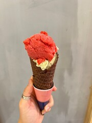 Christmas santa and pistachio ice cream