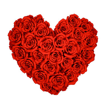 Bouquet di rose a forma di cuore - illustrazione 3d
