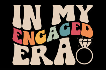Retro Groovy Engaged T-Shirt Design