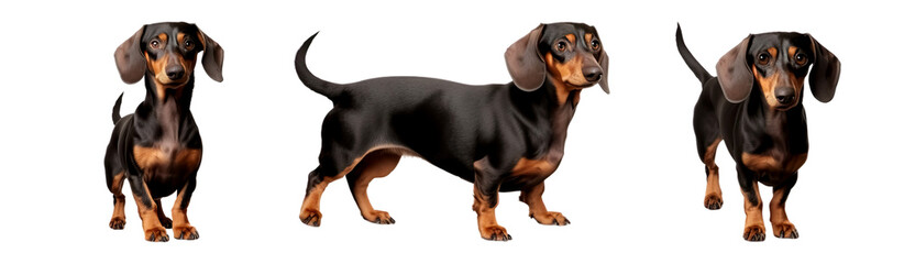Obraz premium Set of dachshund dog multi pose isolate on transparent background, cutout, png