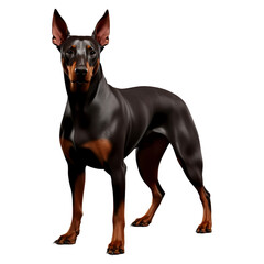 Portrait of Doberman dog standing isolated on transparent of white background