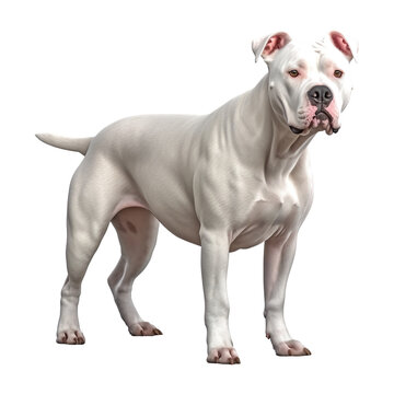 Portrait of Dogo Argentino dog standing isolated on transparent of white background