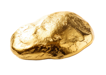 a gold nugget on a white background
