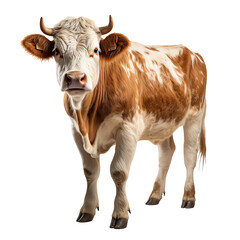 a cow standing on a white background