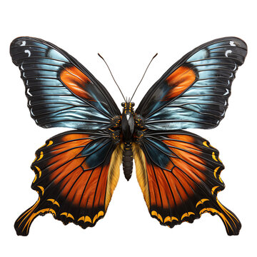 a butterfly with blue and orange wings
