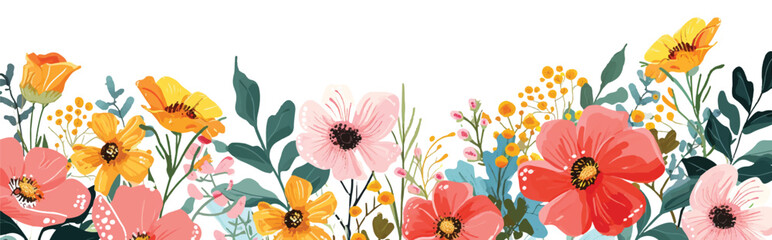 Floral banner vector illustration with blank white space