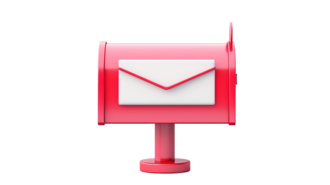 a red mailbox with a white envelope