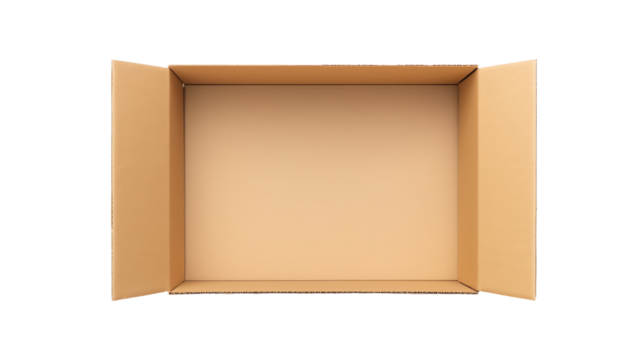 a cardboard box with a lid open