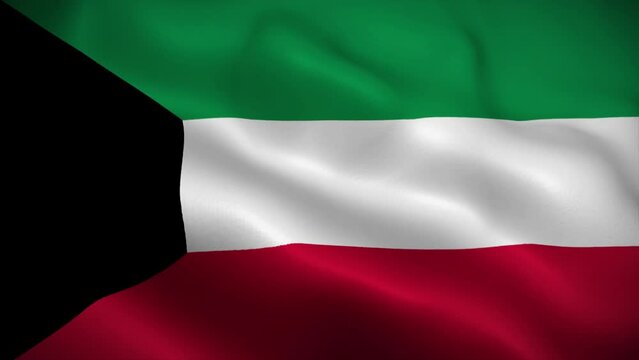 Kuwait flag waving animation, perfect loop, official colors, 4K video