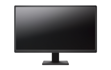 a black computer monitor with a stand