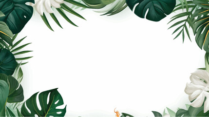 Fototapeta na wymiar Tropical foliage background vector illustration with blank white space