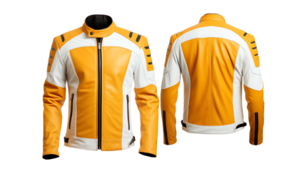 a yellow and white jacket