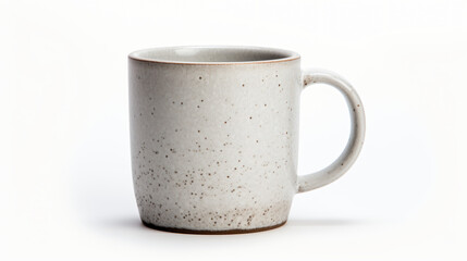 Grey ceramic mug isolating hot chocolate on a white background - obrazy, fototapety, plakaty
