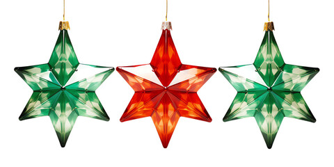 a red and green star ornaments - obrazy, fototapety, plakaty