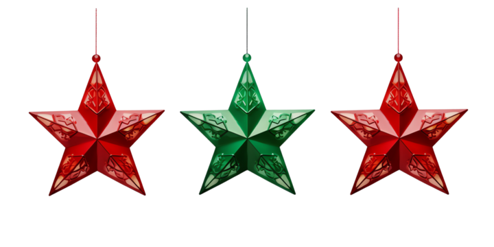 a red and green star ornaments