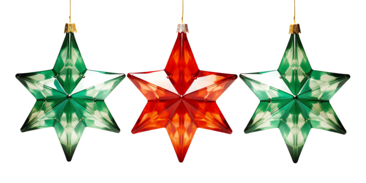 a red and green star ornaments