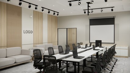 Fototapeta na wymiar Corporate Office Interior Design 3d Visualization